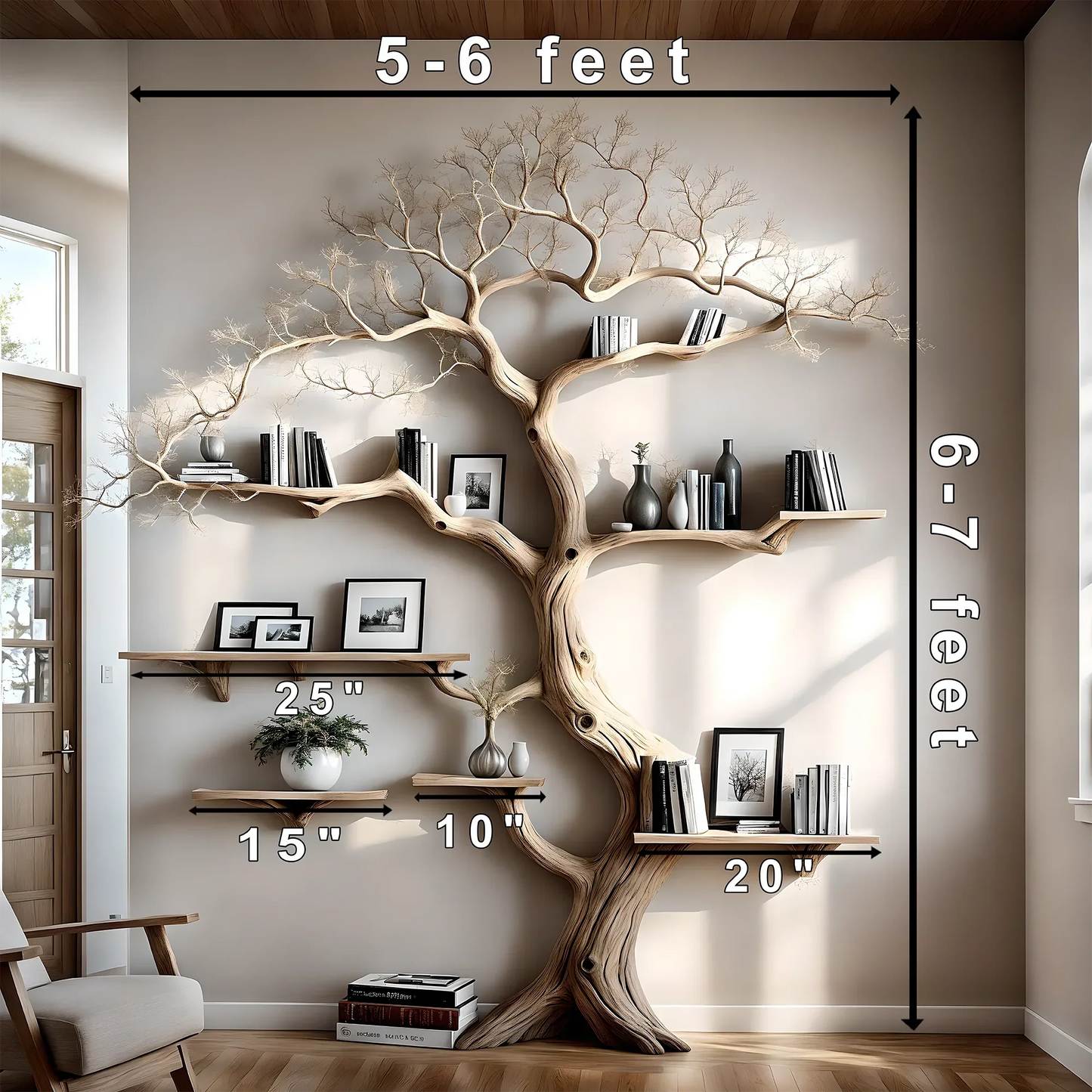 Solid wood bookcase, Christmas decorative bookcase