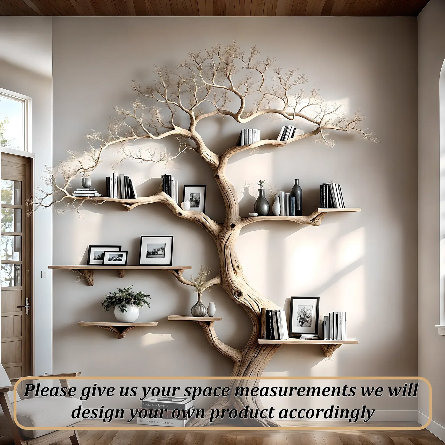 Solid wood bookcase, Christmas decorative bookcase