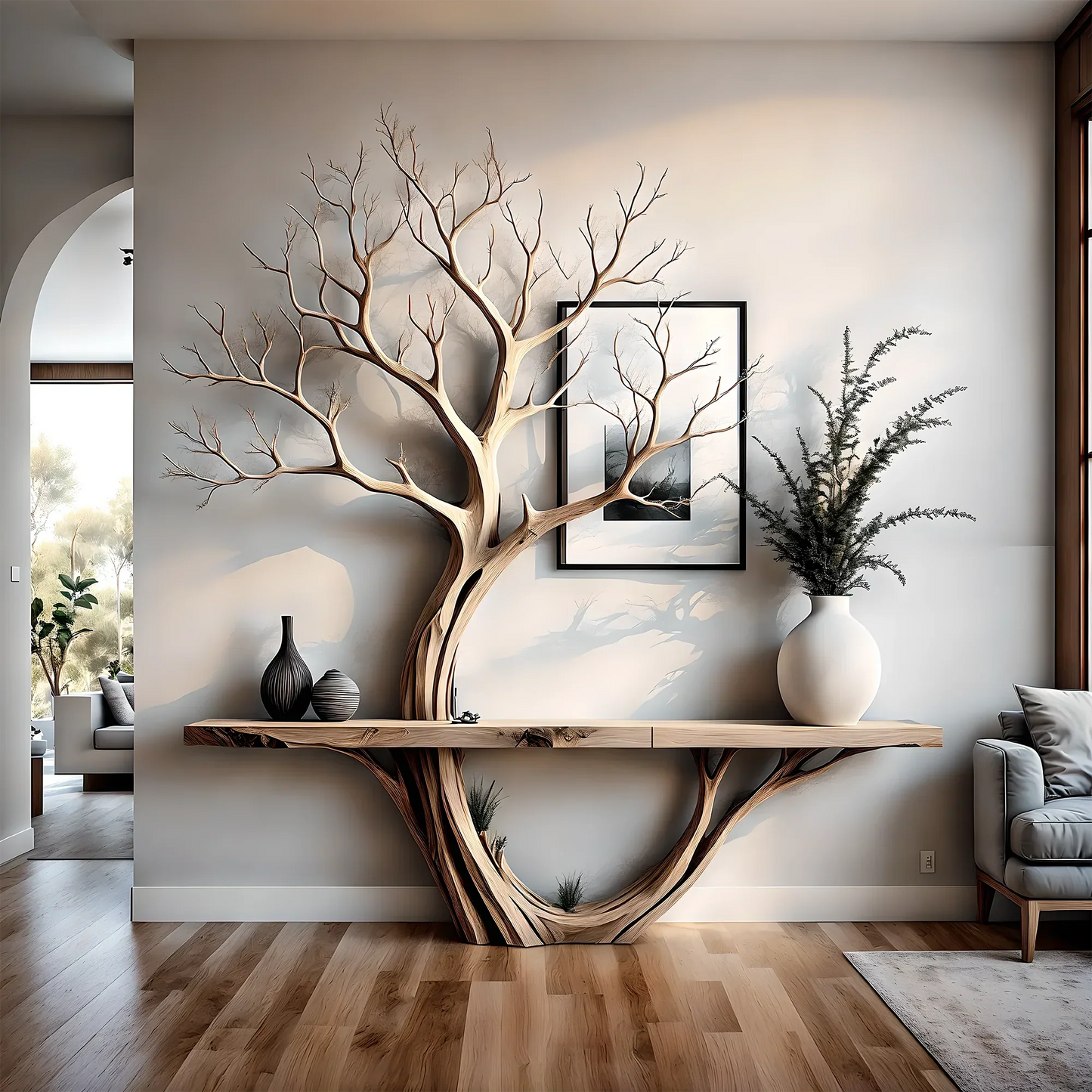 Solid wood reading table, tree-shaped reading table, home decoration table