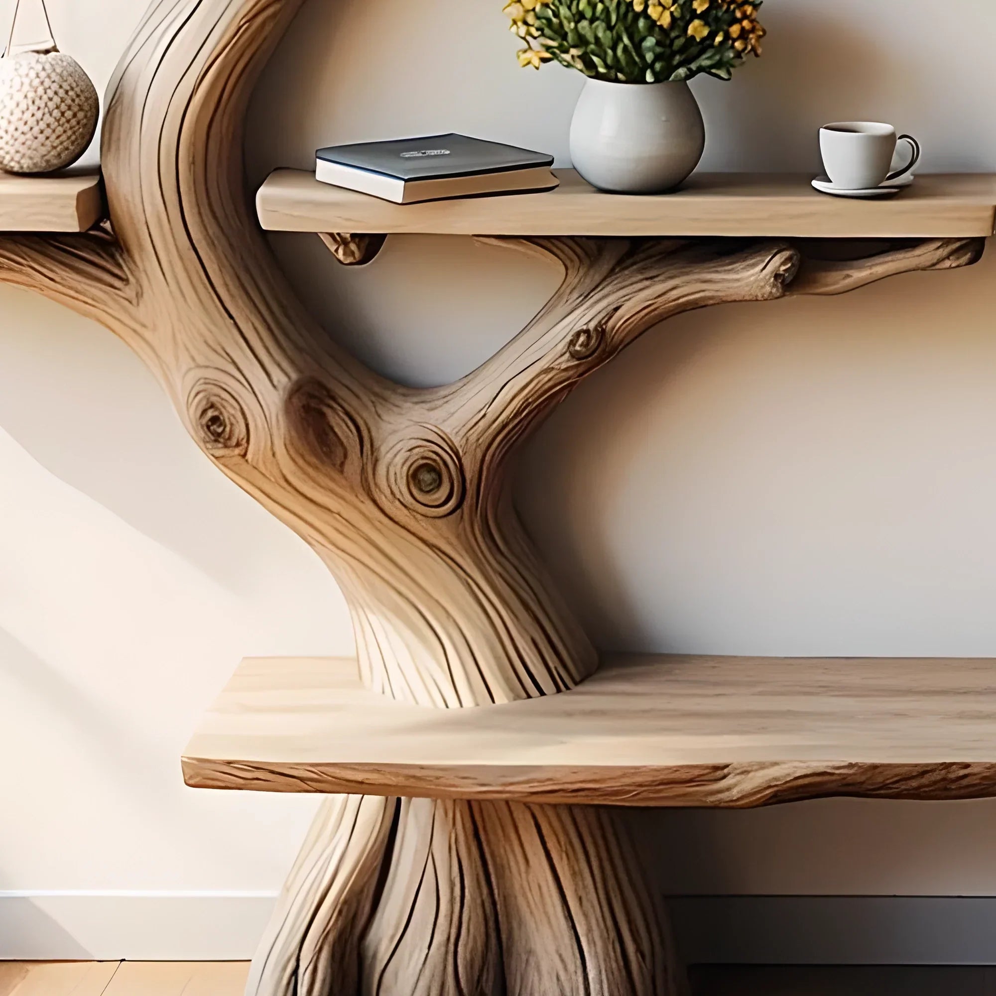 Tree shaped bookshelf with modern reading pedestal design