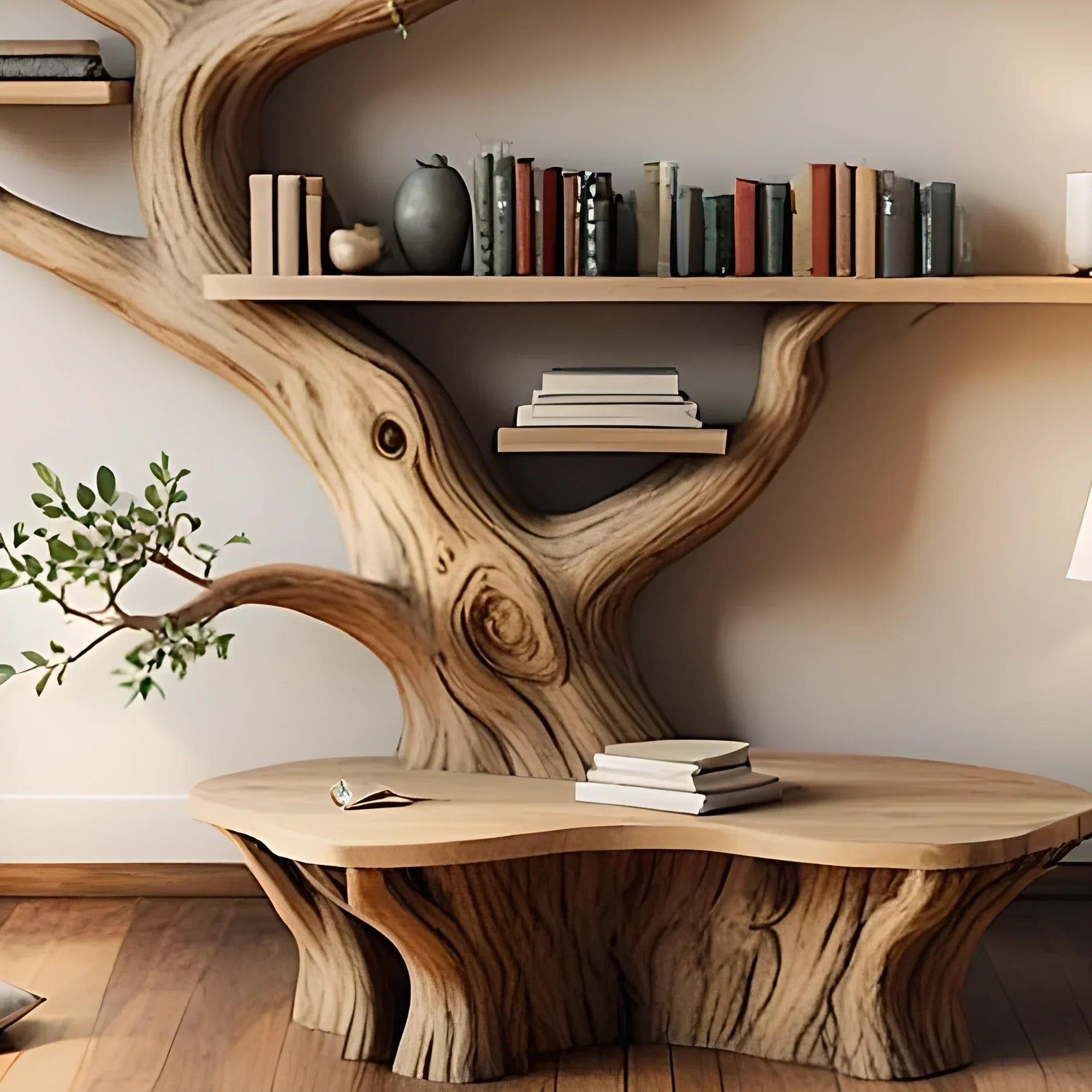 handmade tree shaped bookshelf