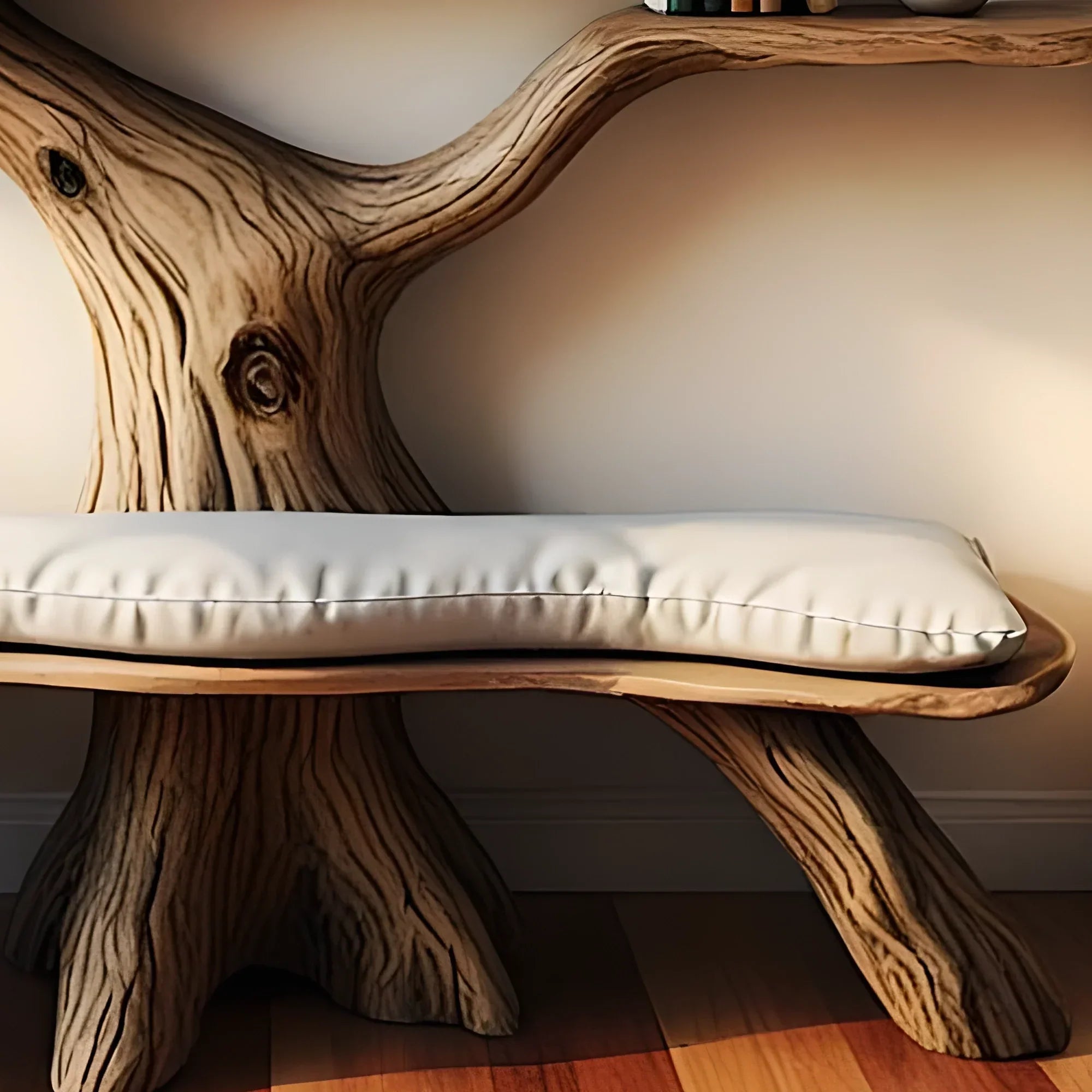 Tree shaped bookshelf made from driftwood and solid wood