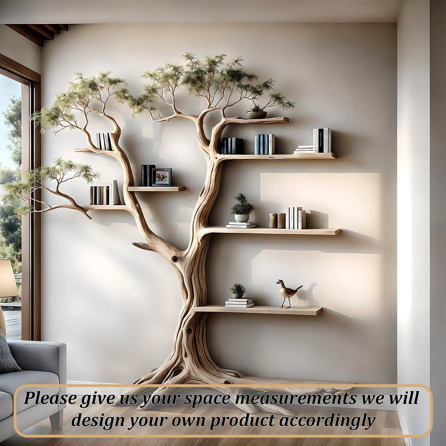 Tree-shaped bookshelves, souvenir display shelves