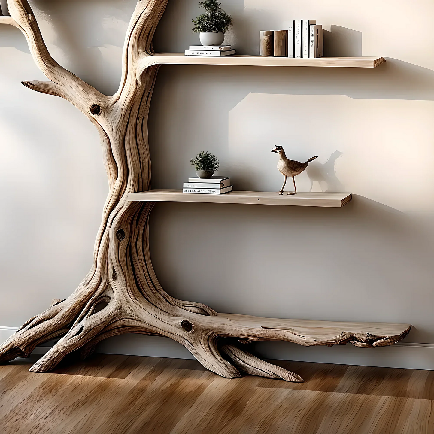 Tree-shaped bookshelves, souvenir display shelves