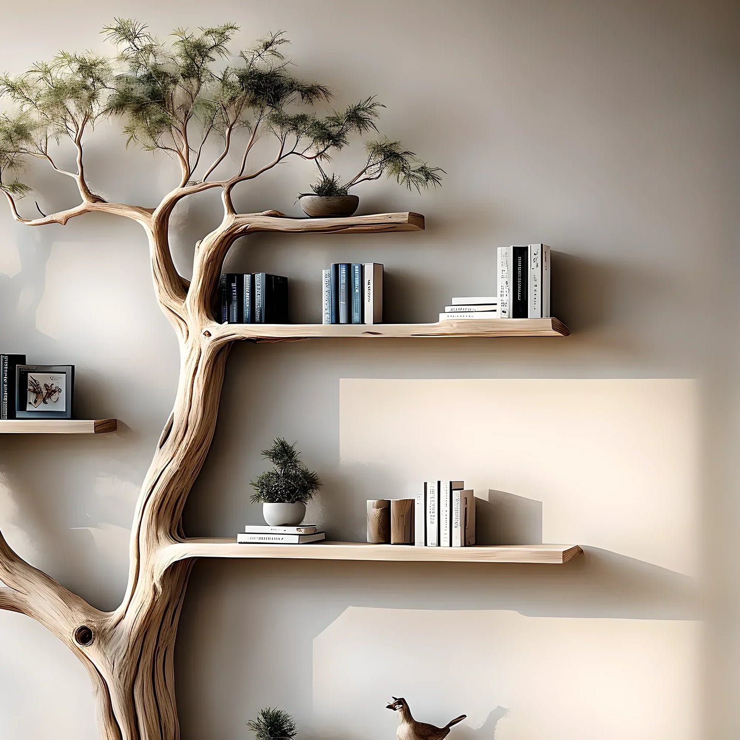 Tree-shaped bookshelves, souvenir display shelves