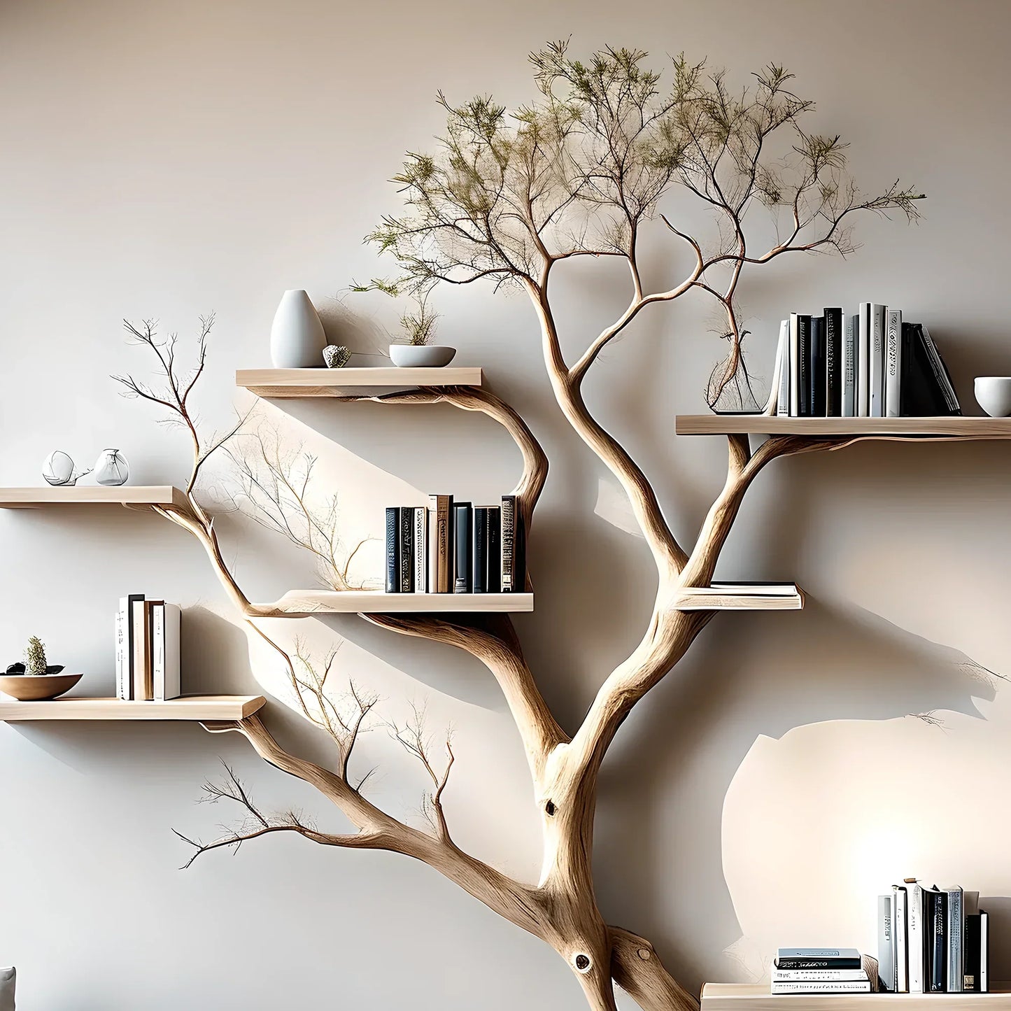 Tree-shaped wooden bookcases, children's bookcases, library bookcases