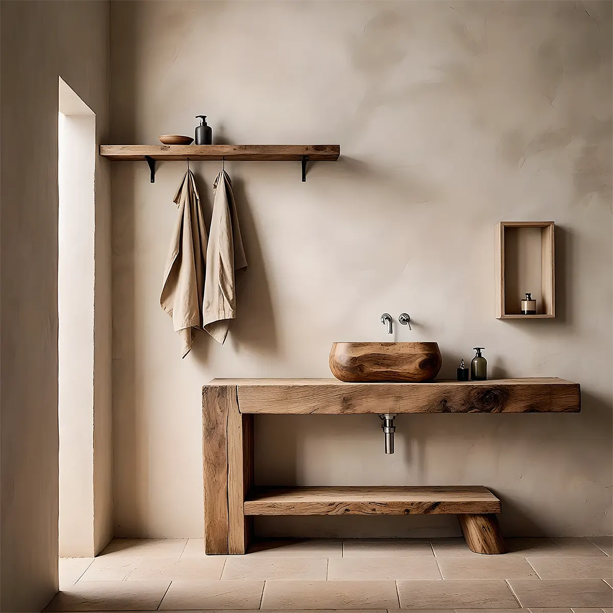 RawForm Oak Vanity – Solid Wood Bathroom Design