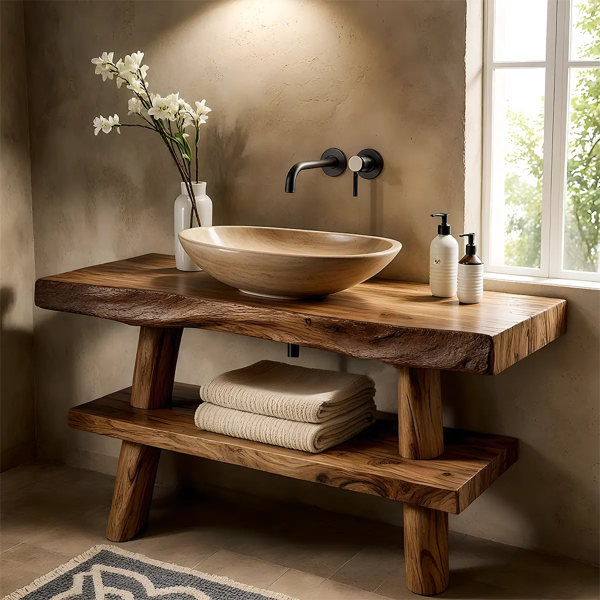 Natureline Oak Vanity – Solid Wood Rustic Bathroom