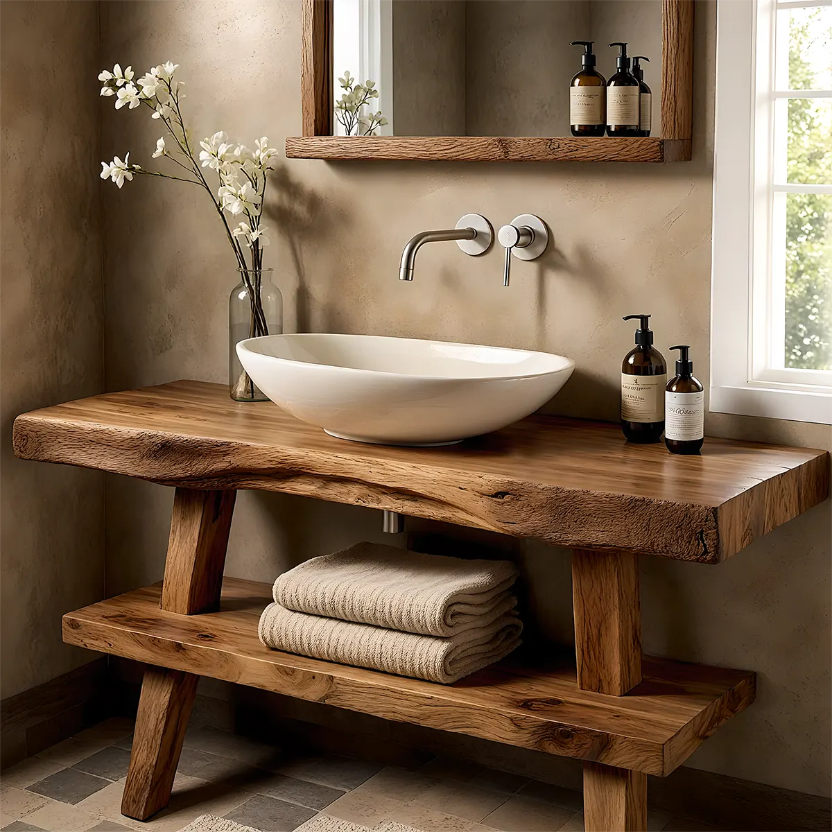 Natureline Oak Vanity – Solid Wood Rustic Bathroom
