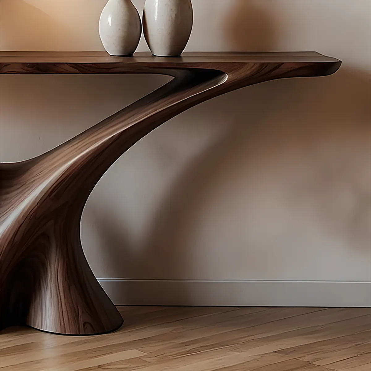 Y-Form Walnut Console Table – Handcrafted Modern Design - Rustira