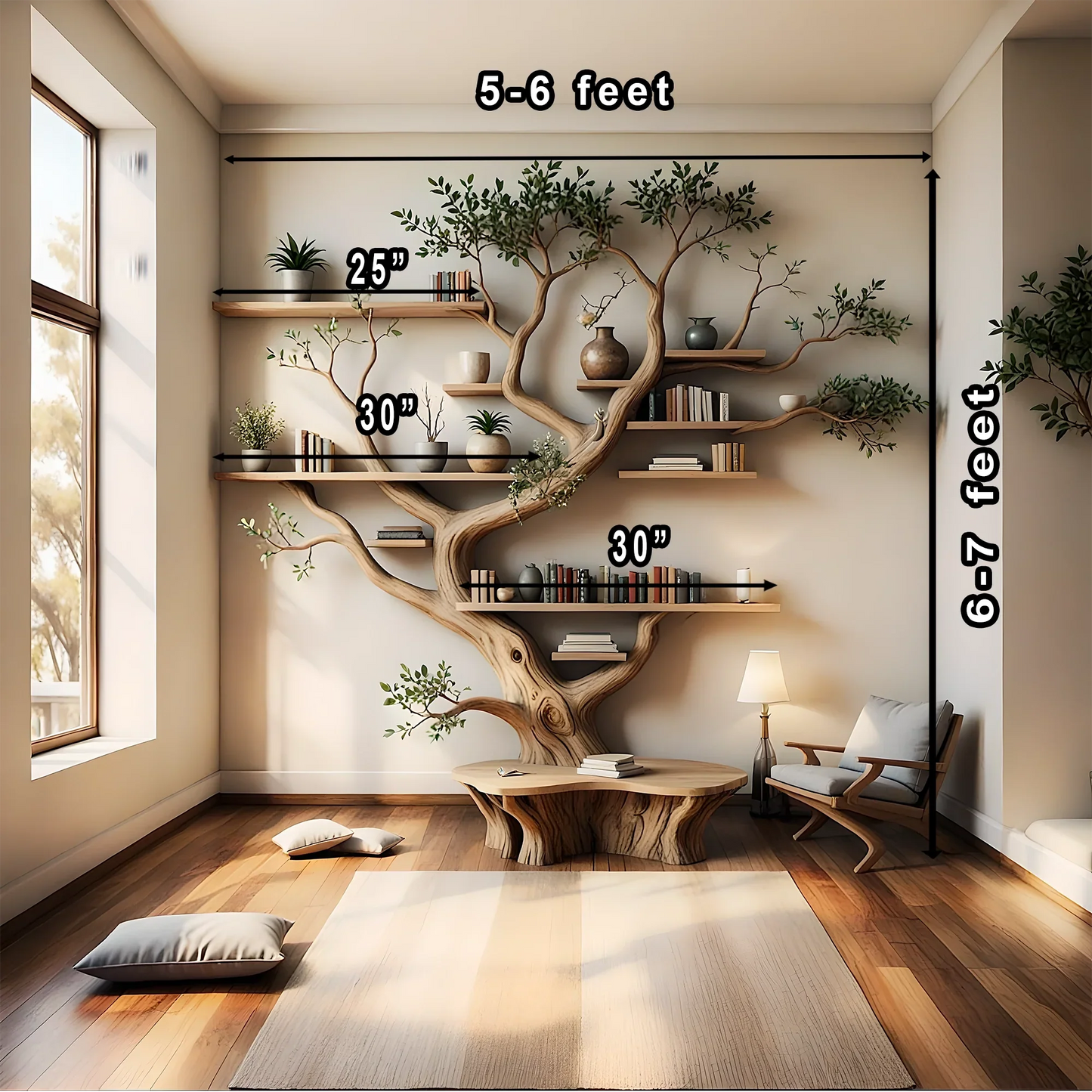 handmade tree shaped bookshelf