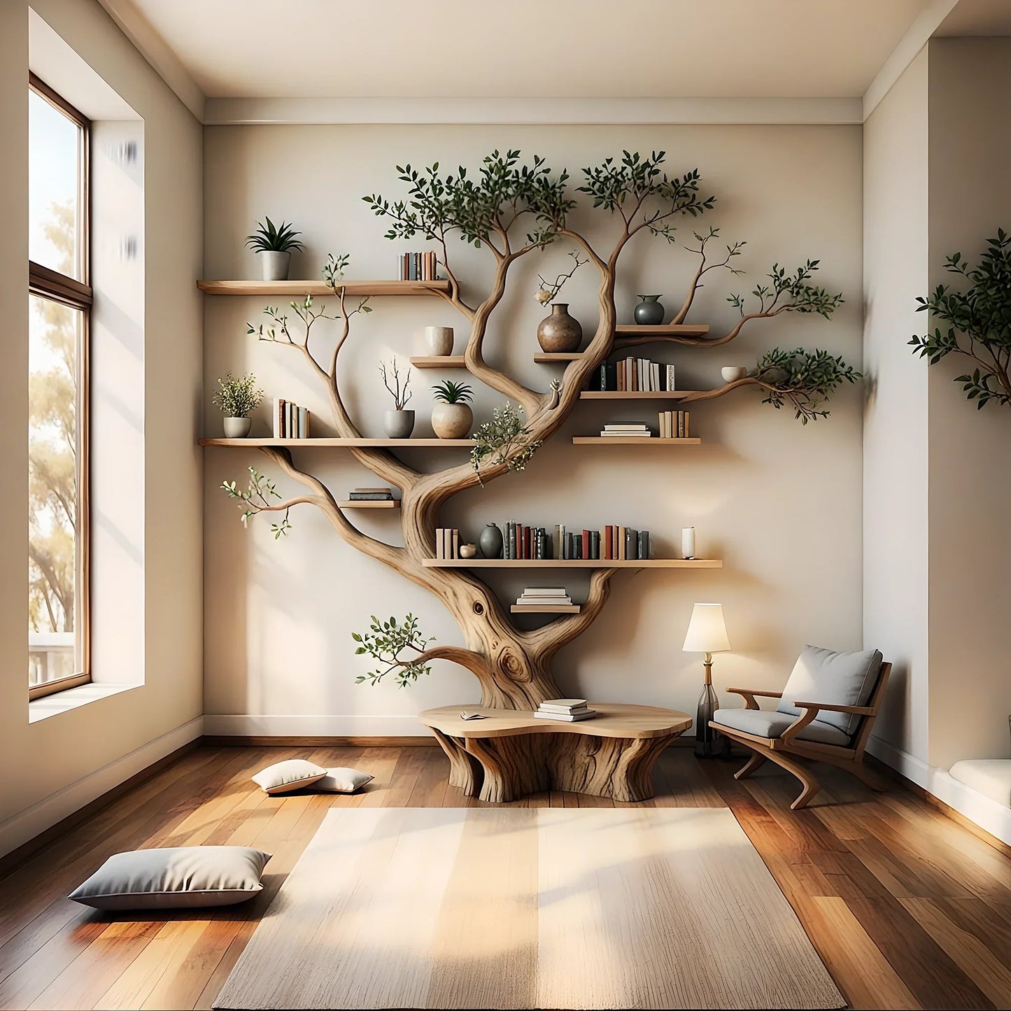 handmade tree shaped bookshelf