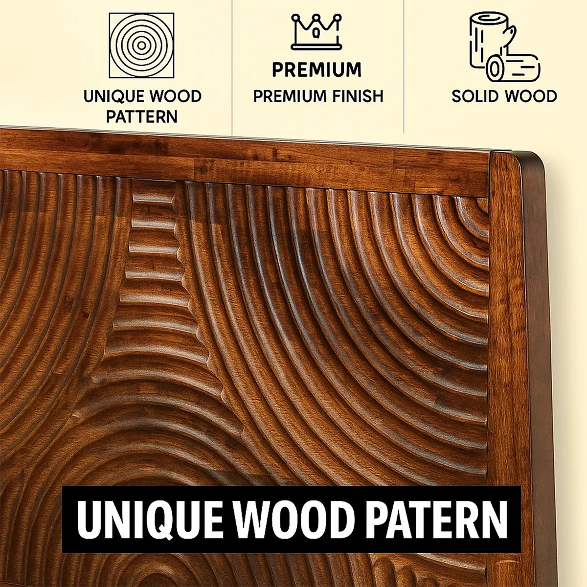 Carved Wooden Bed with Round Pattern – Luxurious & Bold Design