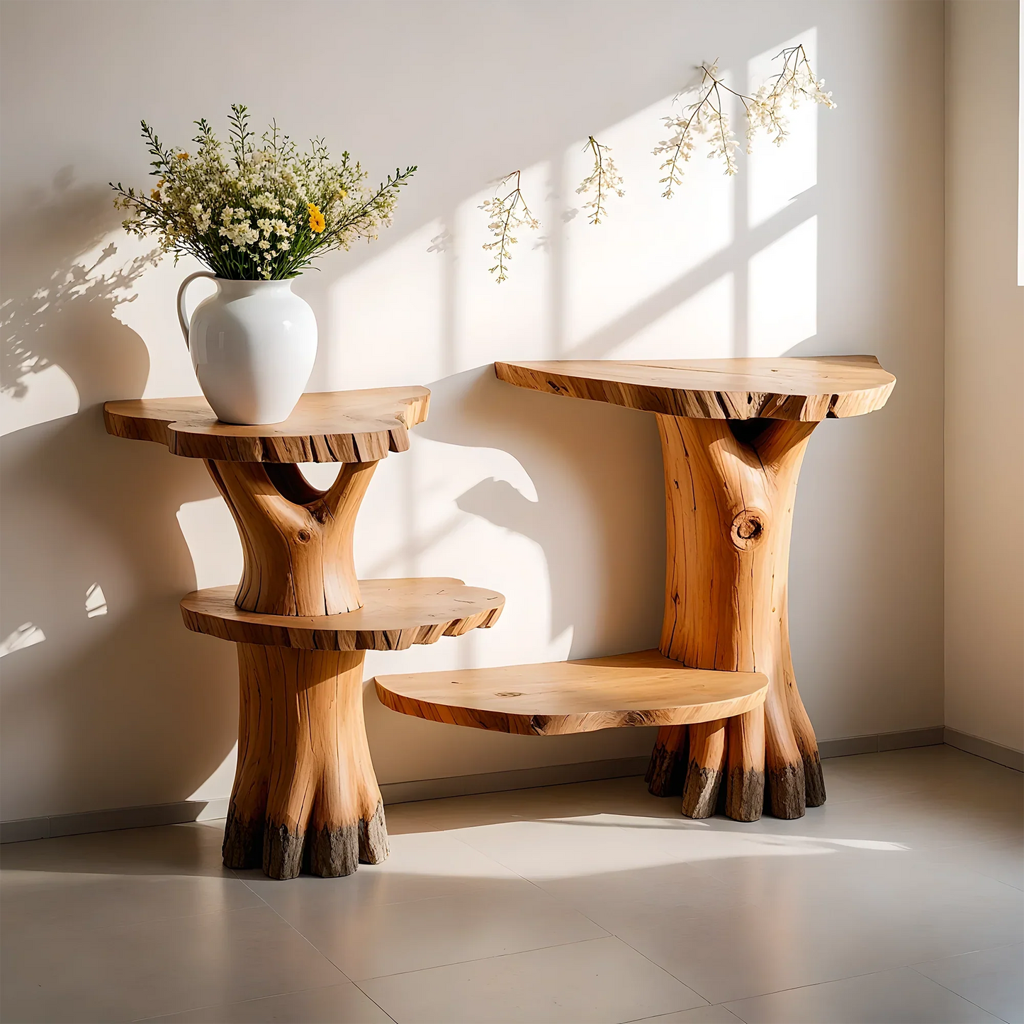unique console table, natural wood table, driftwood table, living room decoration table