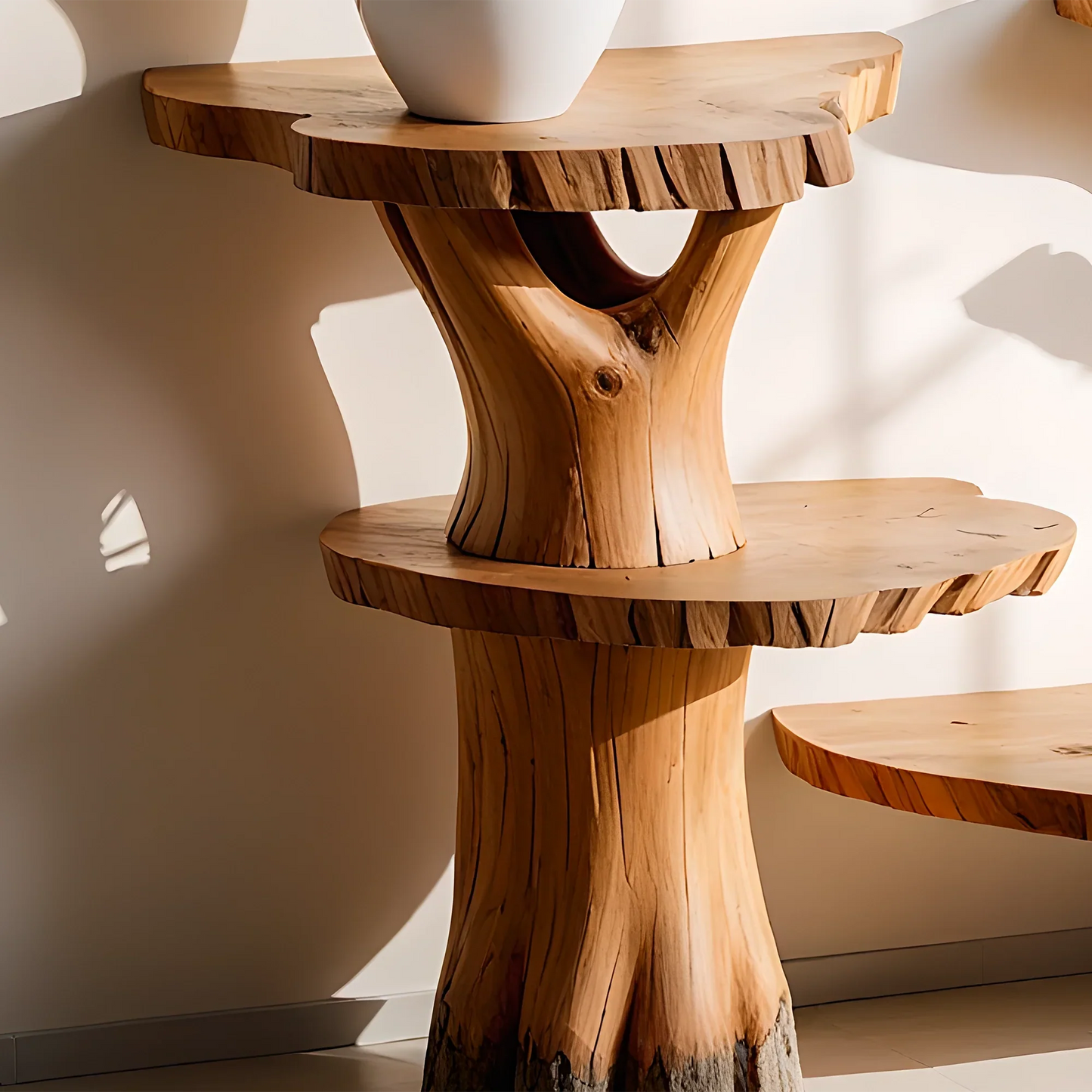 unique console table, natural wood table, driftwood table, living room decoration table