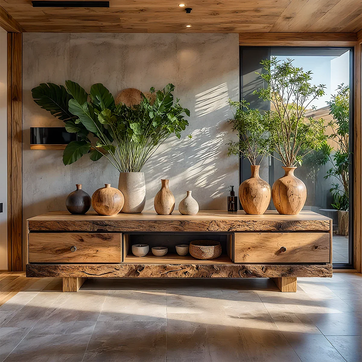 Why Rustic Modern Wood Sideboards Are Transforming Organic Living Room Design