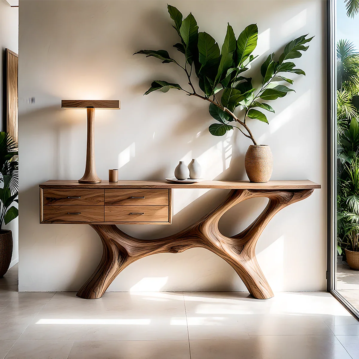 Organic Flow Console – Sculptural Wood Art for Modern Interiors