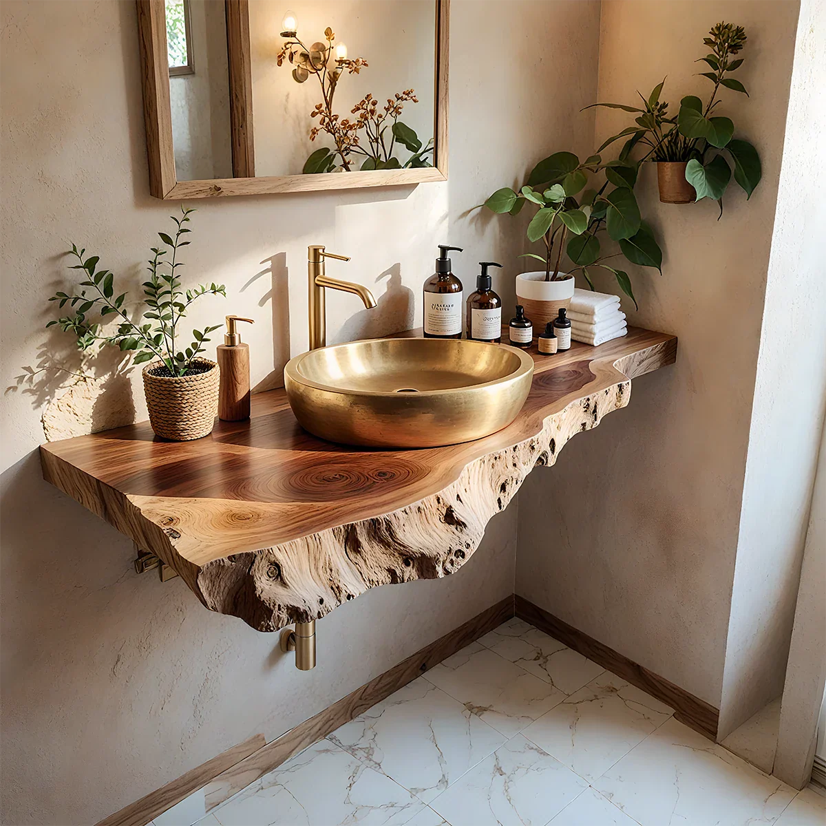 Raw Beauty, Refined Luxury: The Art of the Live-Edge Walnut Vanity