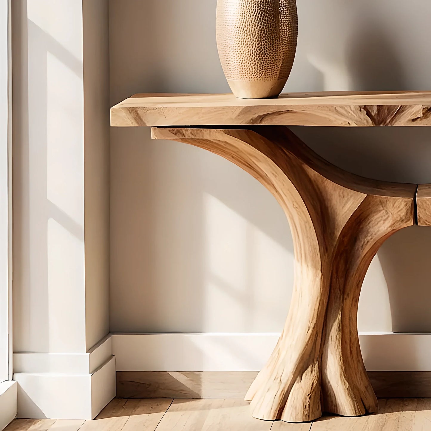 Handmade Console Table for Home Décor – Live Edge Natural Wood Design