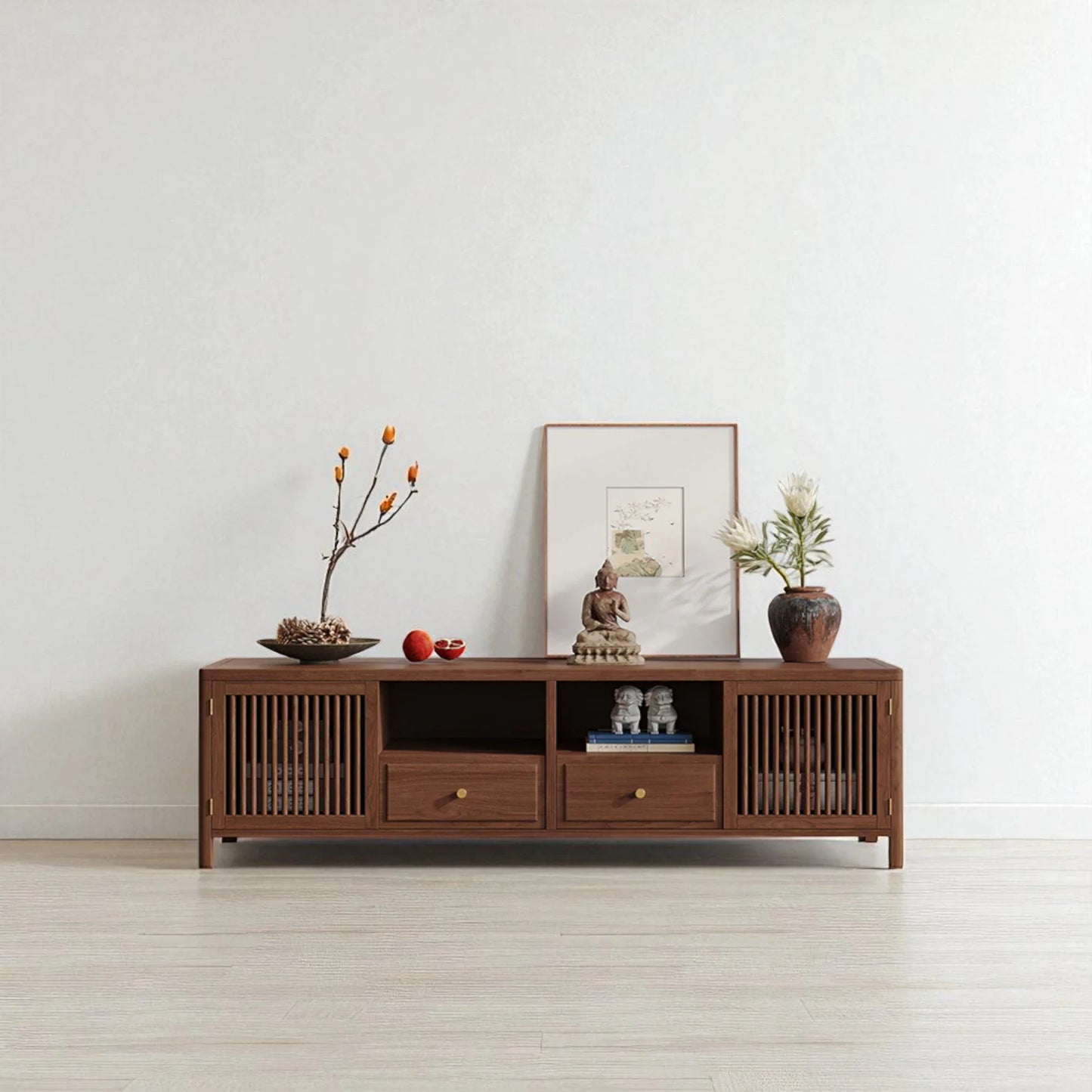 Luxury Solid Wood TV Stand – Handmade Mid-Century Sideboard