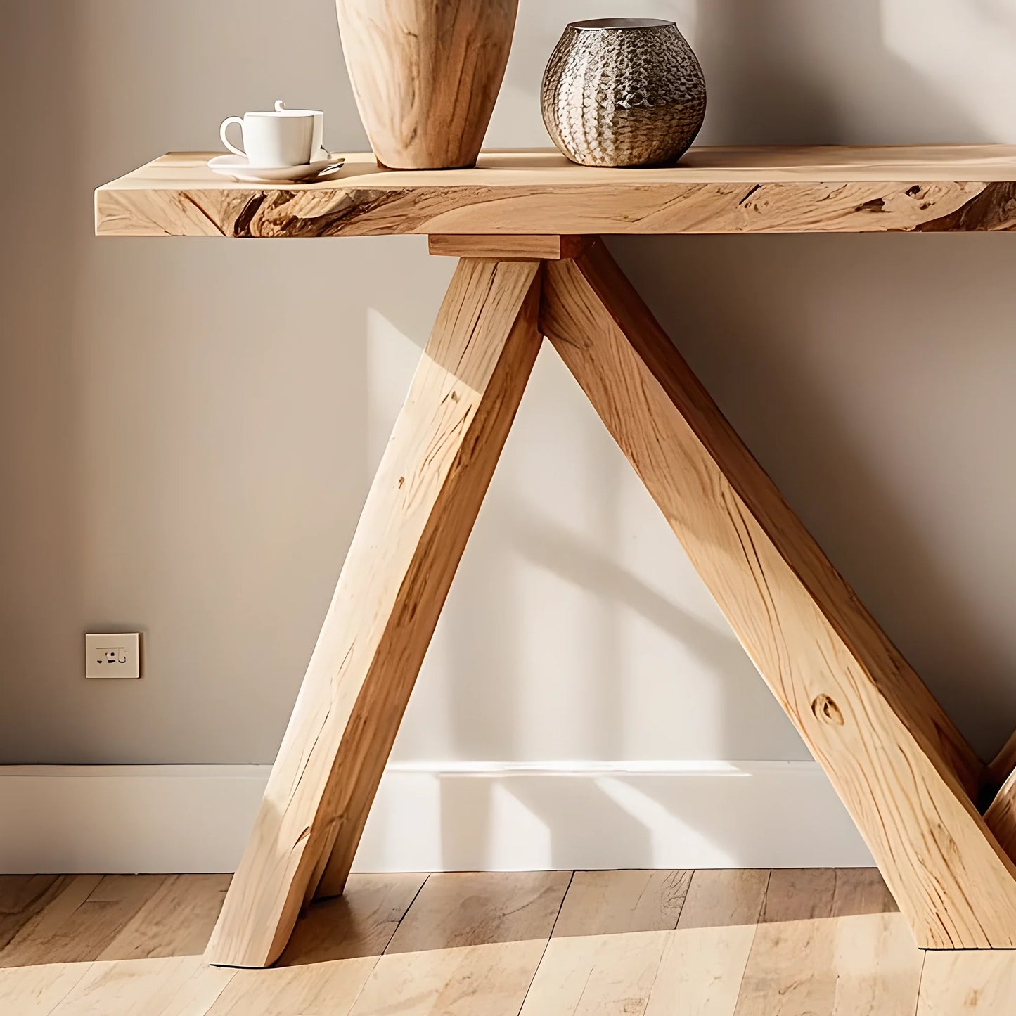 Elegant Handmade Console Table – Solid Wood Home Accent with Live Edge