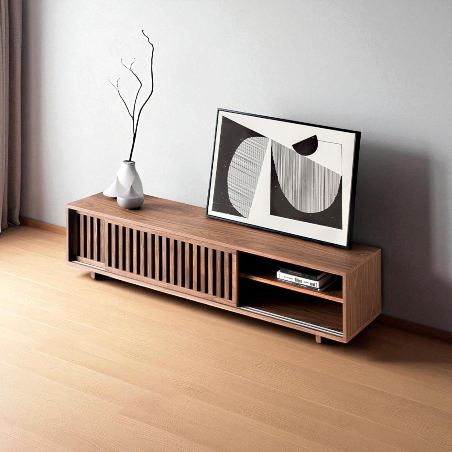 Modern Solid Wood TV Stand – Minimalist Media Console