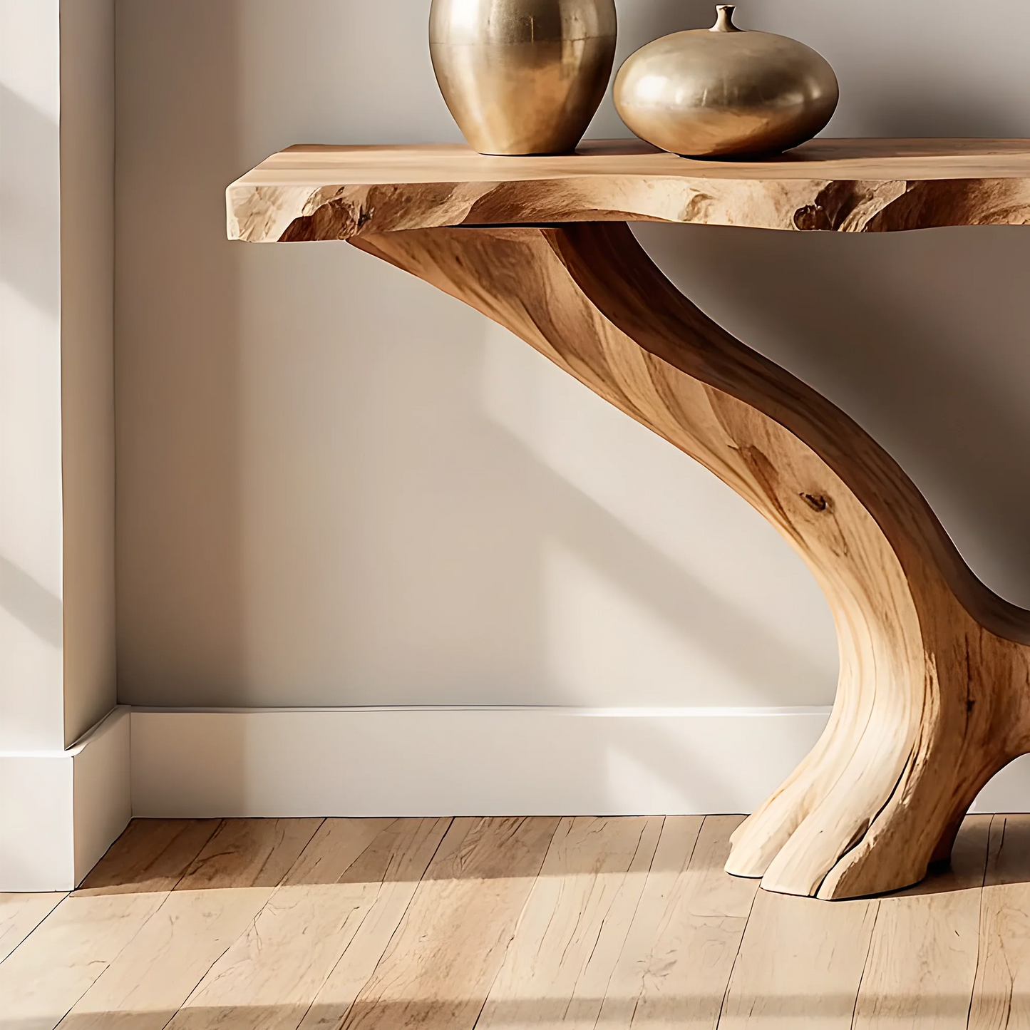Natural Live Edge Home Console – Unique Wood Grain Handmade Table