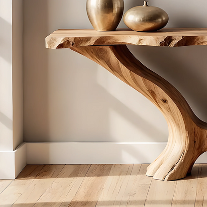 Natural Live Edge Home Console – Unique Wood Grain Handmade Table