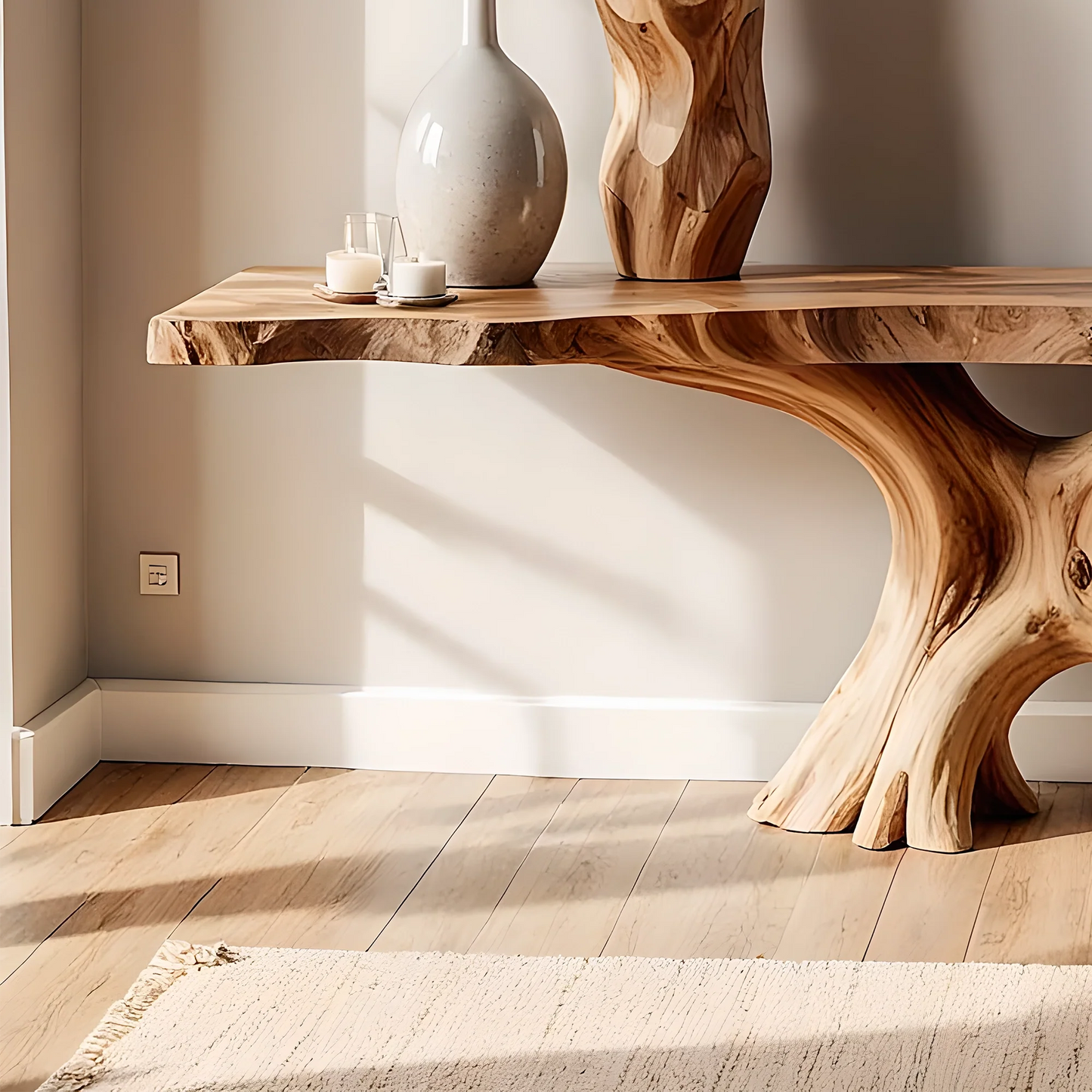 Handmade Solid Wood Console Table – Artistic Natural Design