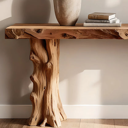 Rustic Home Console Furniture – Artisan Solid Wood with Natural Root Base