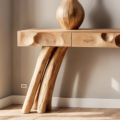 Handmade Solid Wood Console Table – Artistic Carved Design