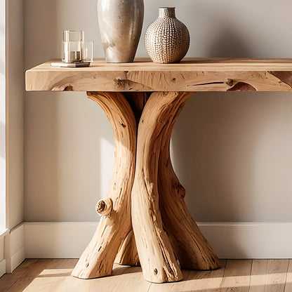 Handcrafted Wood Home Console – Modern Rustic Design for Living Room