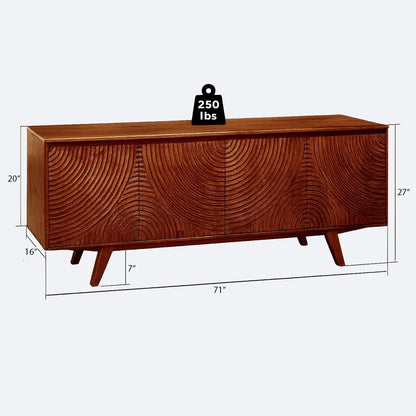 Solid Wood TV Stand with Cabinet & Storage Baskets – Mid-Century Modern Entertainment Center for Living Room