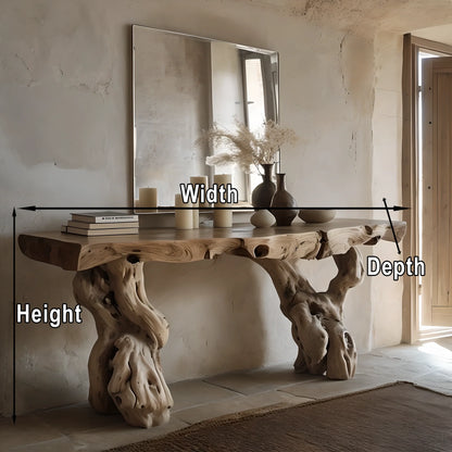 Rustic Solid Wood Console Table – Handmade Natural Design