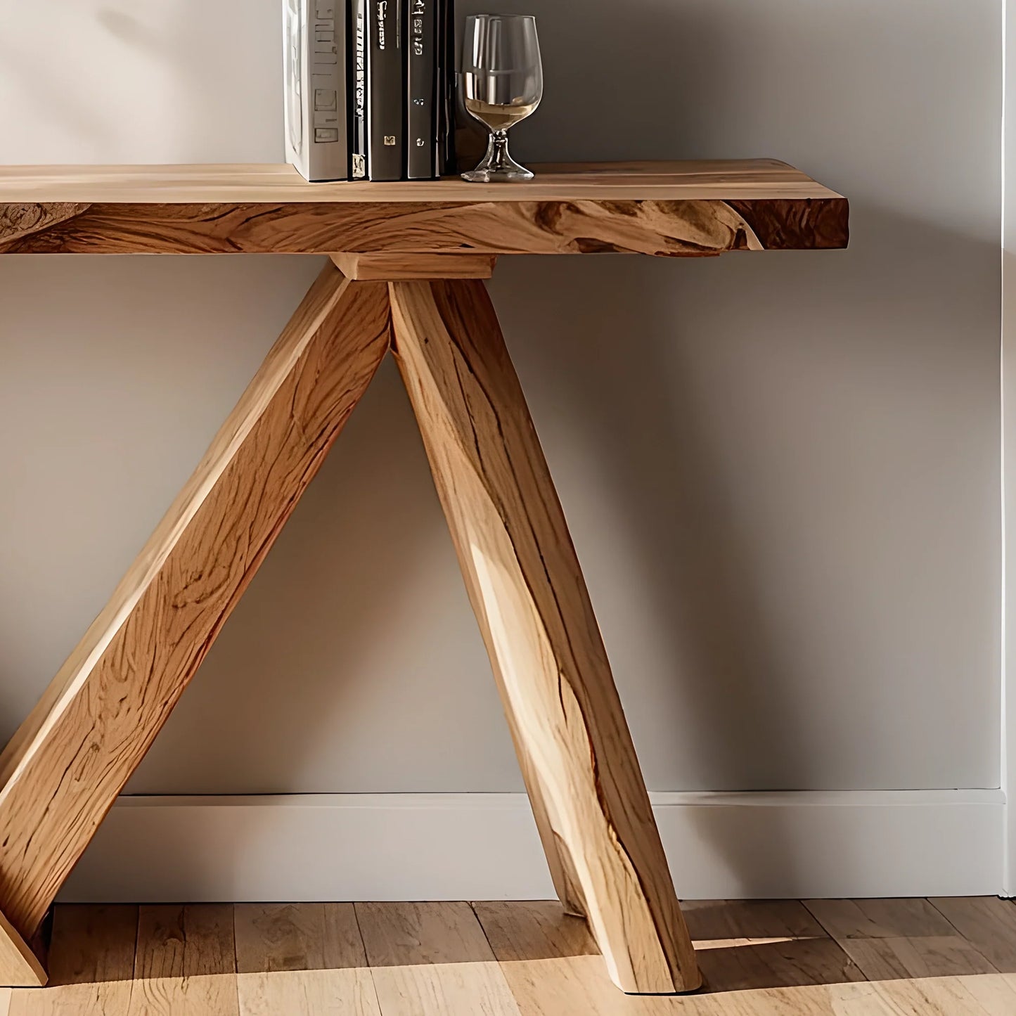 Elegant Handmade Console Table – Solid Wood Home Accent with Live Edge