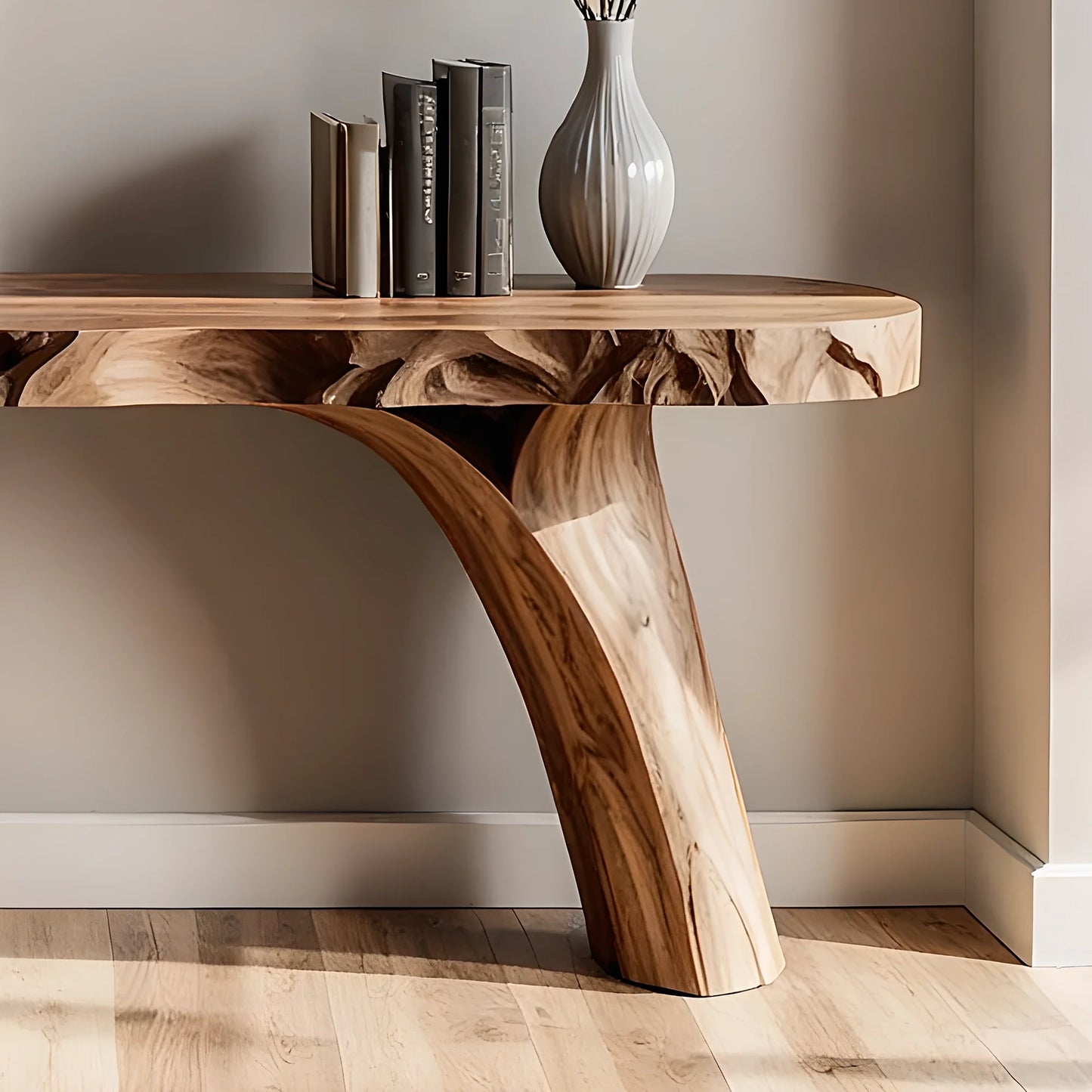 Home Console with Tree Root Base – Rustic Solid Wood Craftsmanship