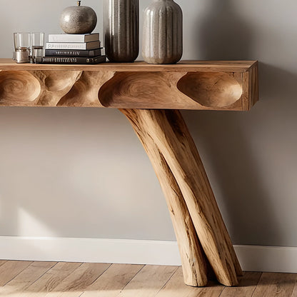 Handmade Solid Wood Console Table – Artistic Carved Design