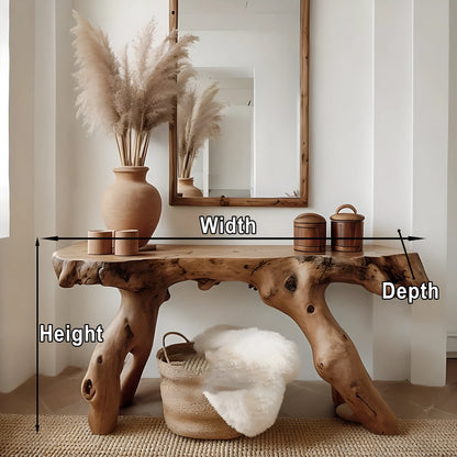 Console Table Unique Art Solid Wood Handmade Narrow Wood