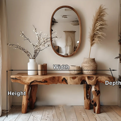 Solid natural wood entryway table decoration
