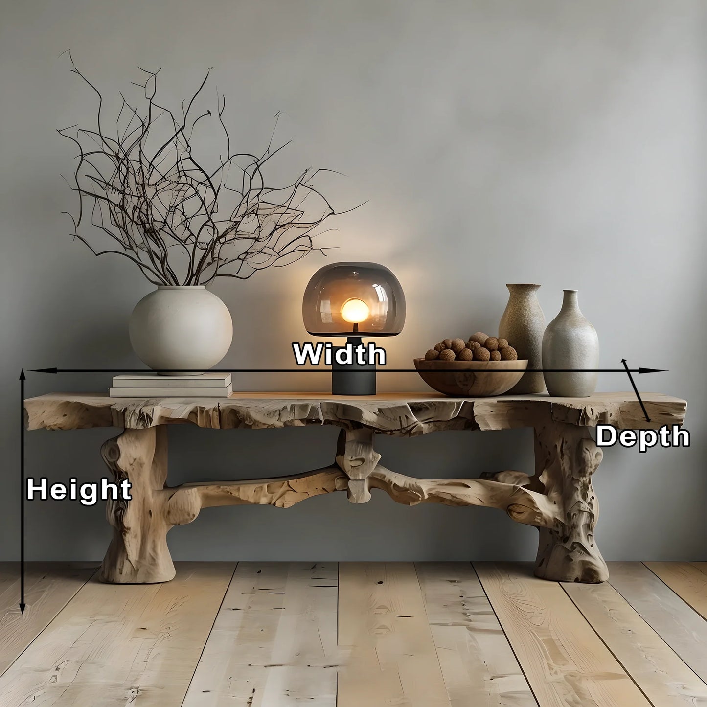 Midcentury Sculptural Console Table Entryway