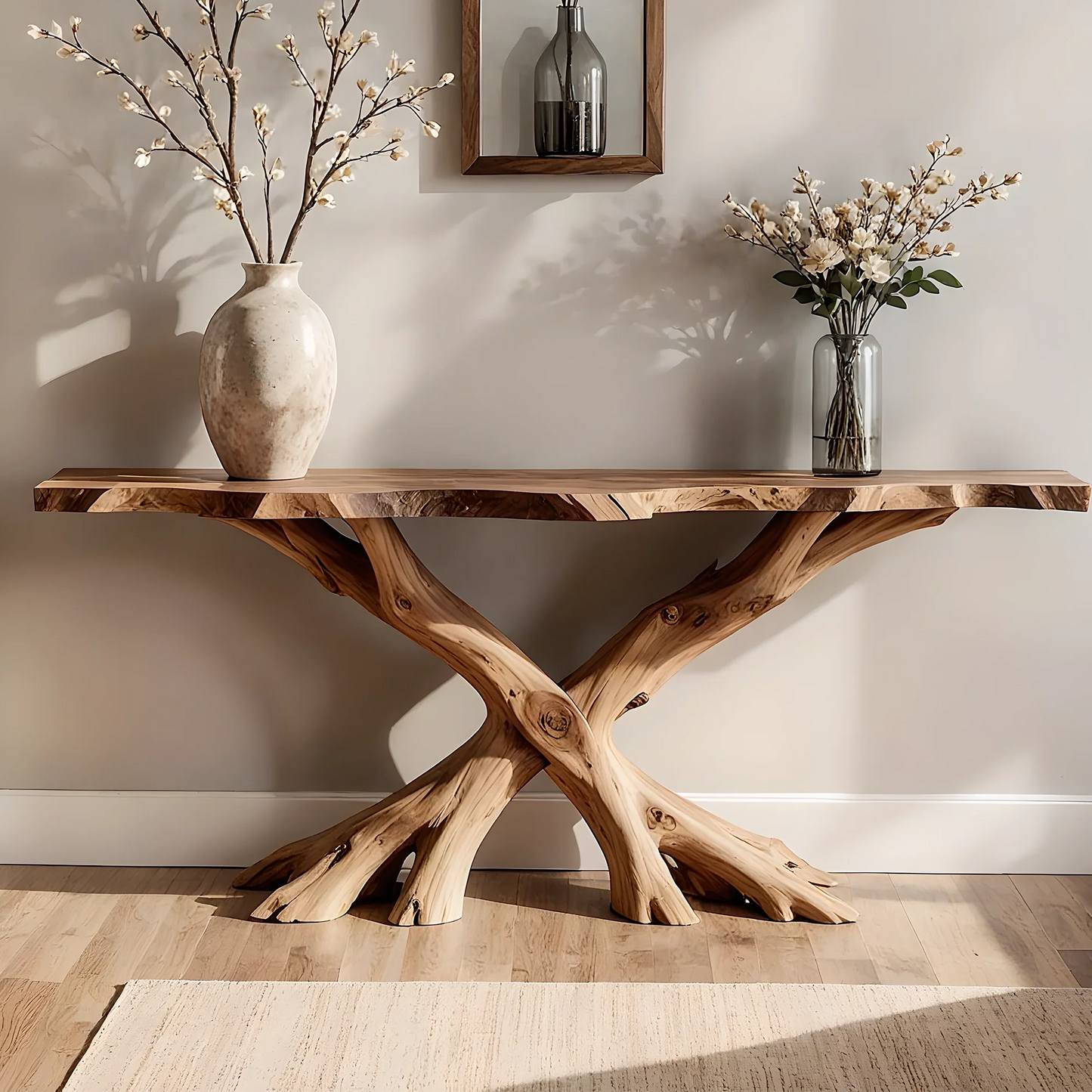 Home Entryway Console – 100% Solid Wood, Handcrafted with Unique Grain