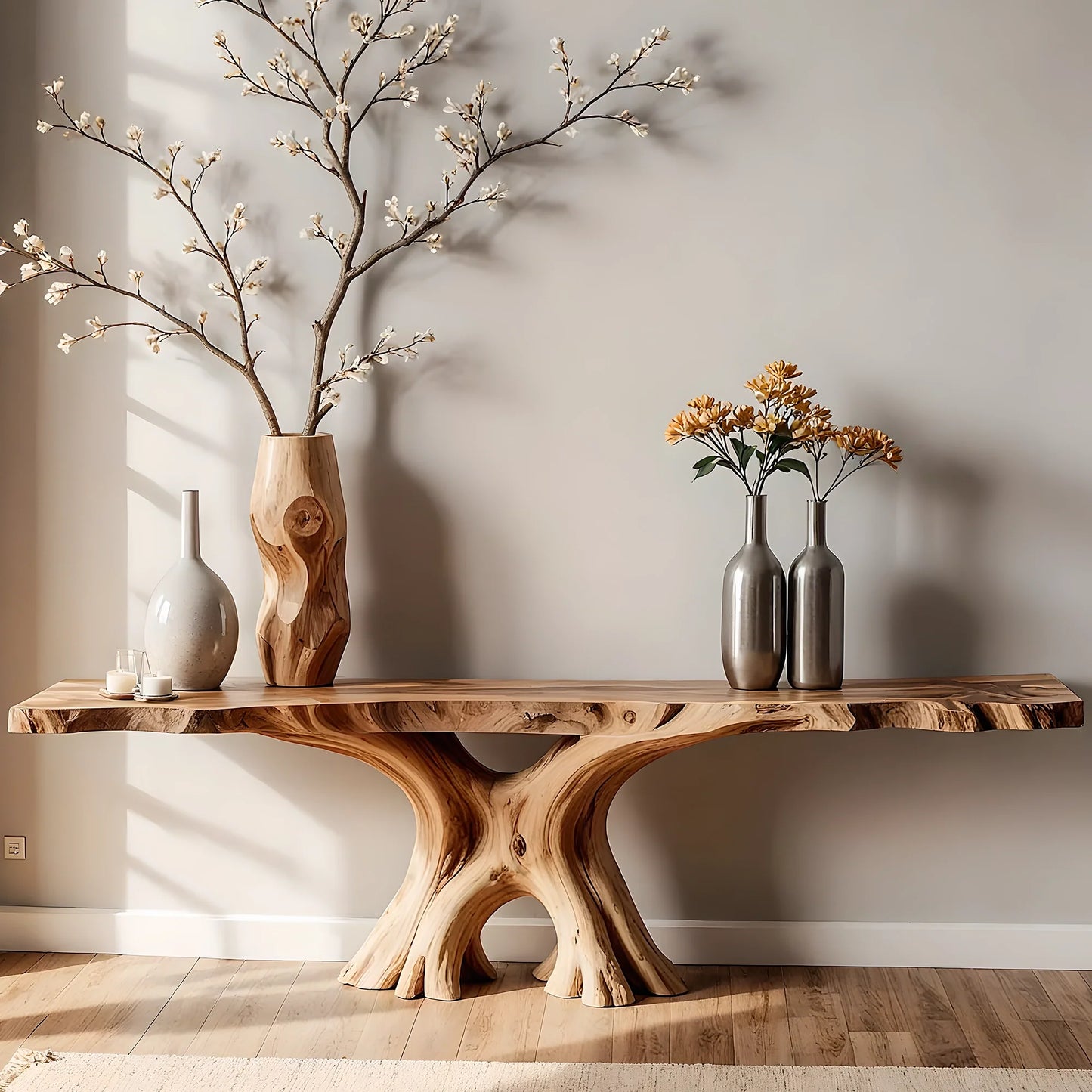 Handmade Solid Wood Console Table – Artistic Natural Design
