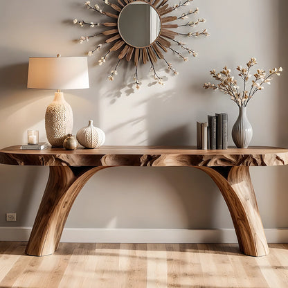 Home Console with Tree Root Base – Rustic Solid Wood Craftsmanship
