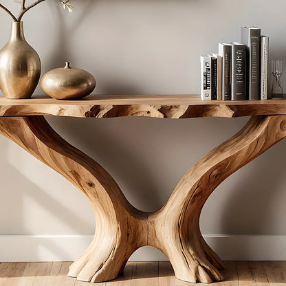 Natural Live Edge Home Console – Unique Wood Grain Handmade Table