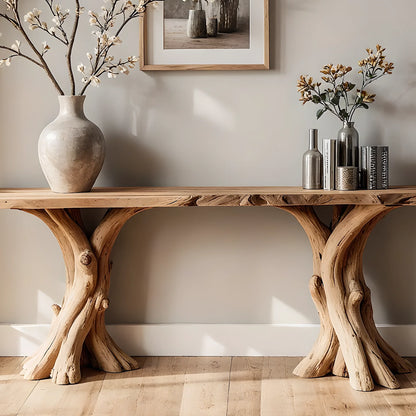 Natural Live Edge Home Console Table – Artisan Crafted Solid Wood