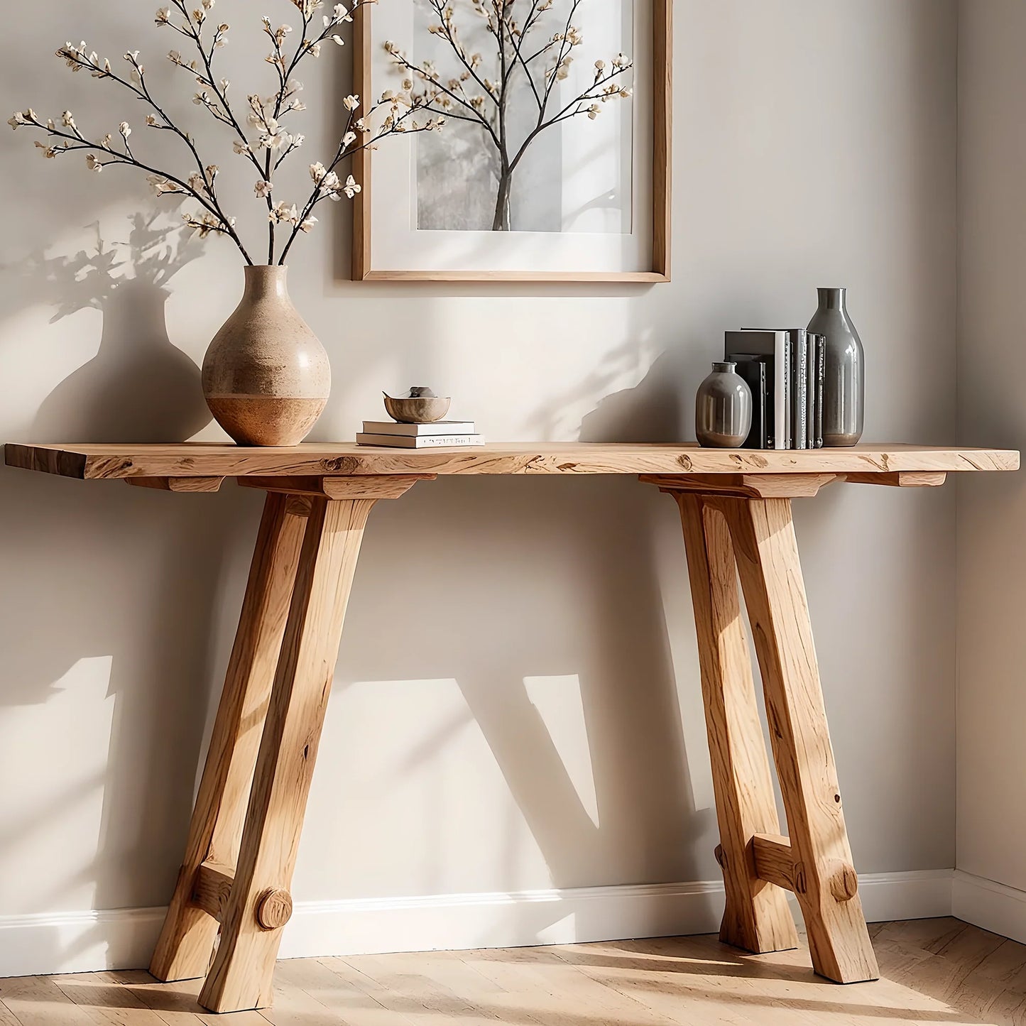 Custom Solid Wood Home Console – Rustic Handmade Entryway Table
