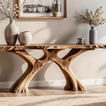 Handmade Solid Wood Console Table – Artistic Rustic Style