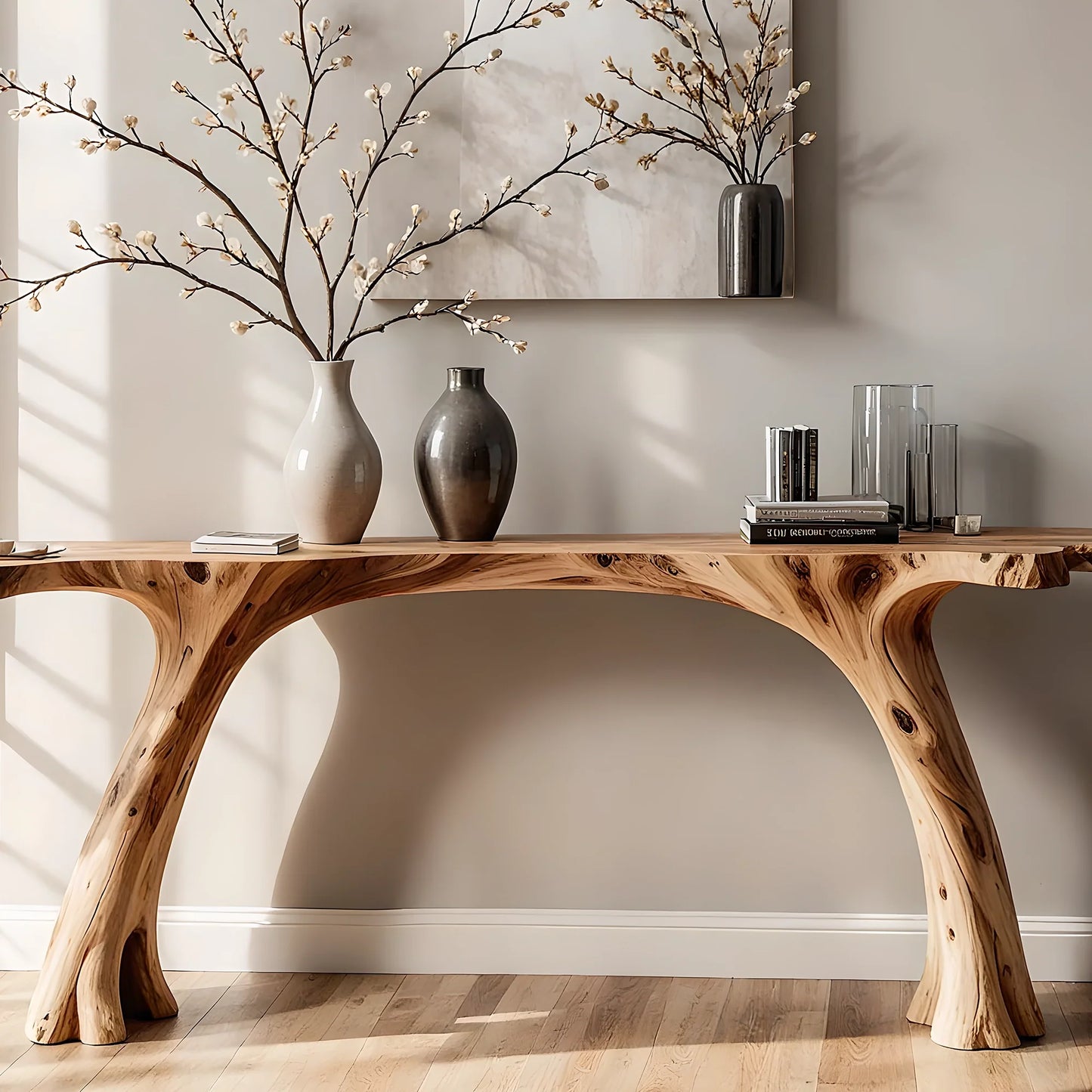 Solid Wood Console Table – Handmade Natural Artistic Design