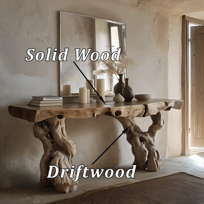 Rustic Solid Wood Console Table – Handmade Natural Design