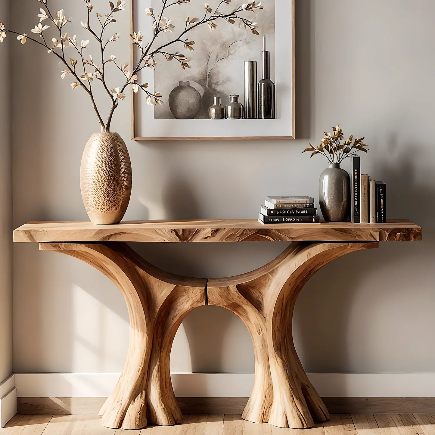 Handmade Console Table for Home Décor – Live Edge Natural Wood Design